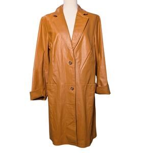 Chadwick's Genuine Leather Caramel Trench Coat - Size 18T